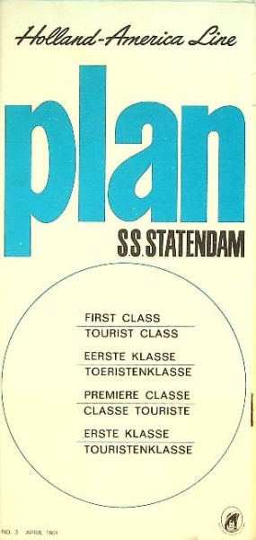 Brochure HAL Plan s.s. Statendam 1964
