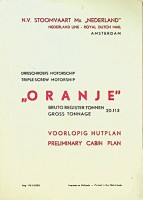 SMN - Voorlopig Hutplan/Prelliminary Cabin Plan Triple Screw Motorship Oranje SMN 1949