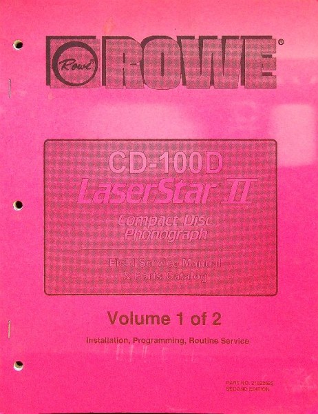 Rowe CD-100D Laserstar II original Jukebox Manual (2 volumes)