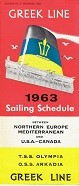 Brochure Greek Line Sailing Schedule 1963
