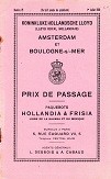 Brochure Koninklijke Hollandsche Lloyd Amsterdam et Boulogne-sur mer prix de passage