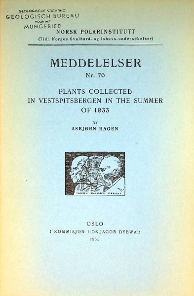 Plants Collected in VestSpitsbergen in the Summer of 1933