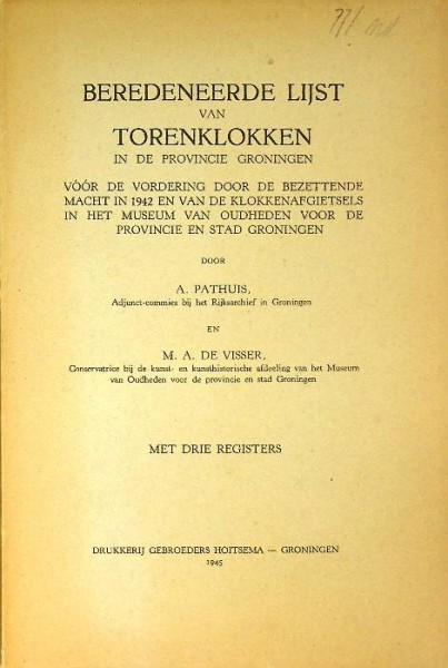 Beredeneerde Lijst van Torenklokken in de Provincie Groningen