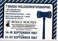 Veilingkrant Faillisementsverkoping Boele Bolnes 1987